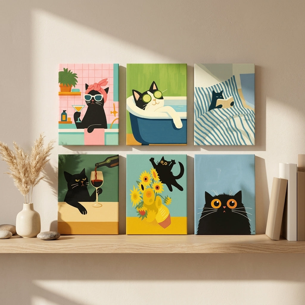 MINI PAINT BY NUMBERS | COOL CATS - Set of 6