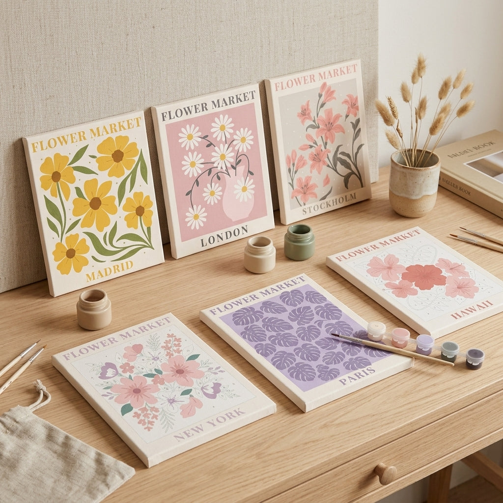 MINI PAINT BY NUMBERS | FLOWER MARKET - Set of 6