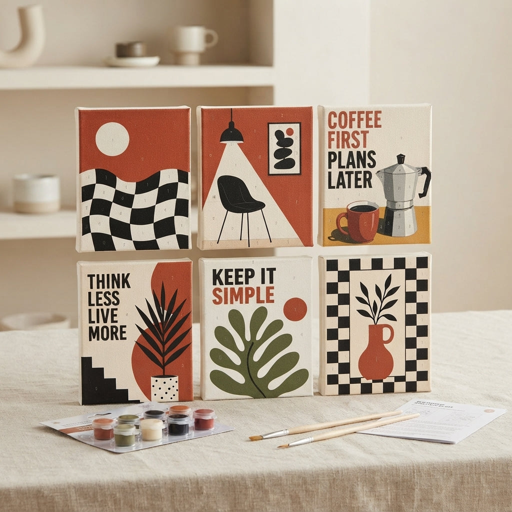 MINI PAINT BY NUMBERS | MODERN RETREAT - Set of 6