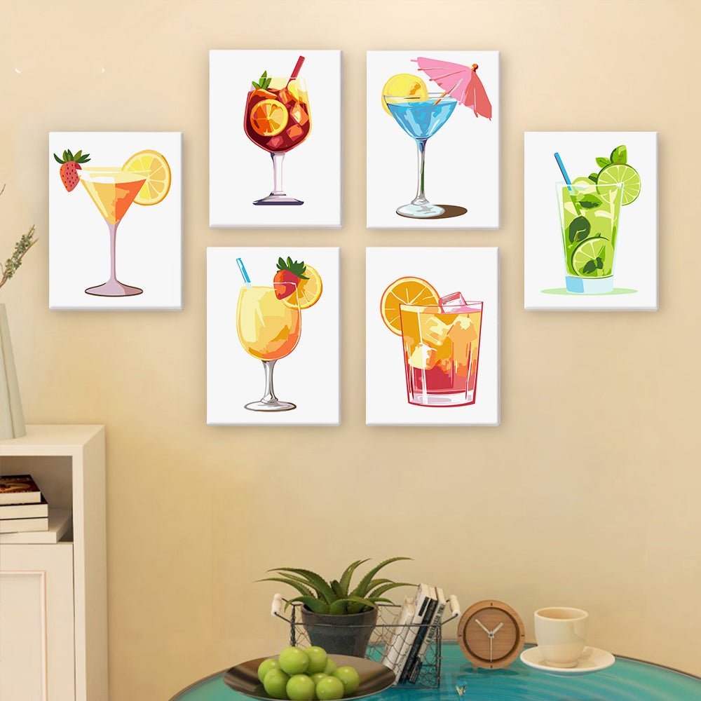 Cocktail Summer 6 Mini Paintings paint by numbers kit