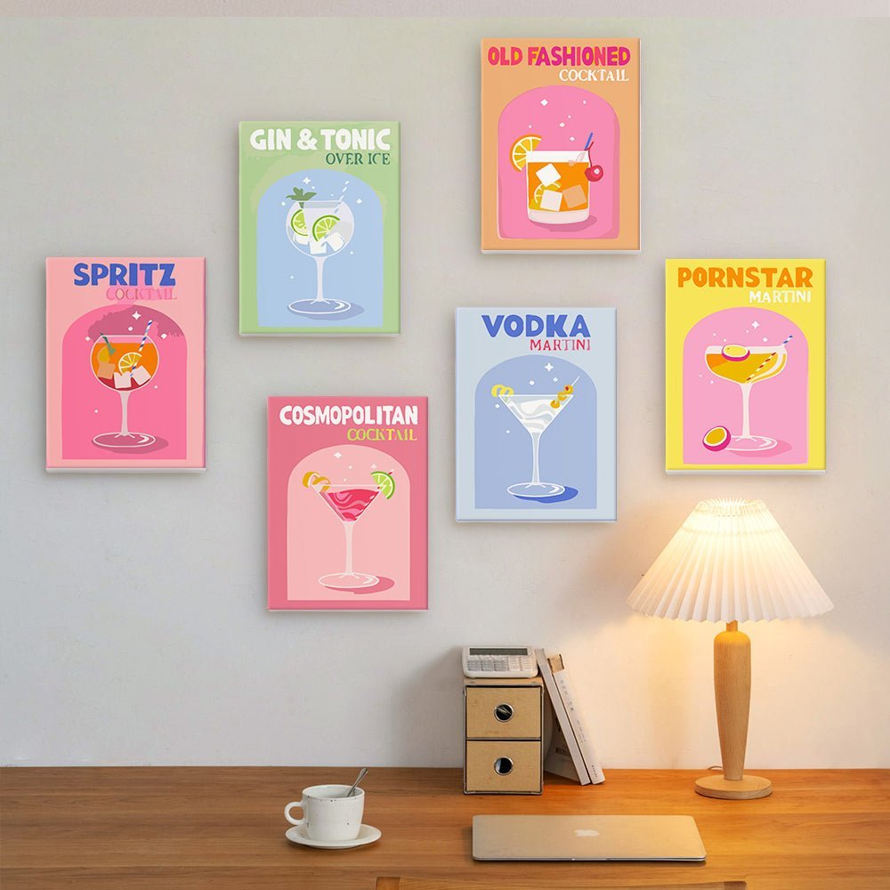 Cocktail Colorful 6 Mini Paintings paint by numbers kit