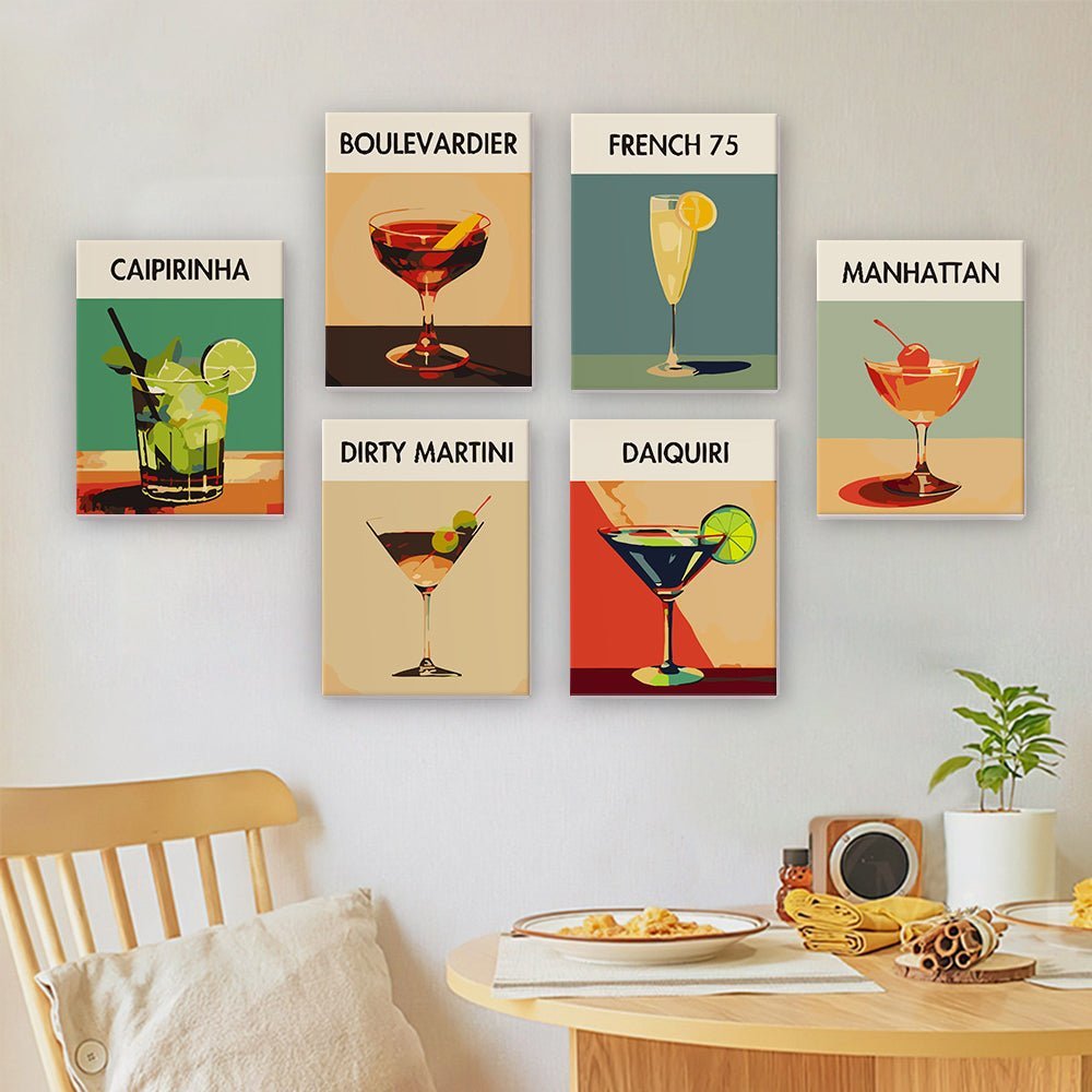Cocktail Elegant 6 Mini Paintings paint by numbers kit