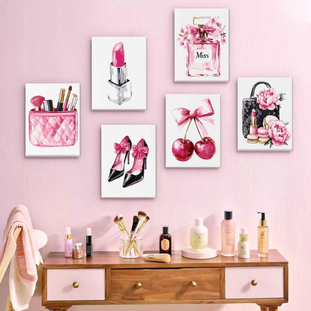 Pink 6 Mini Paintings paint by numbers kit
