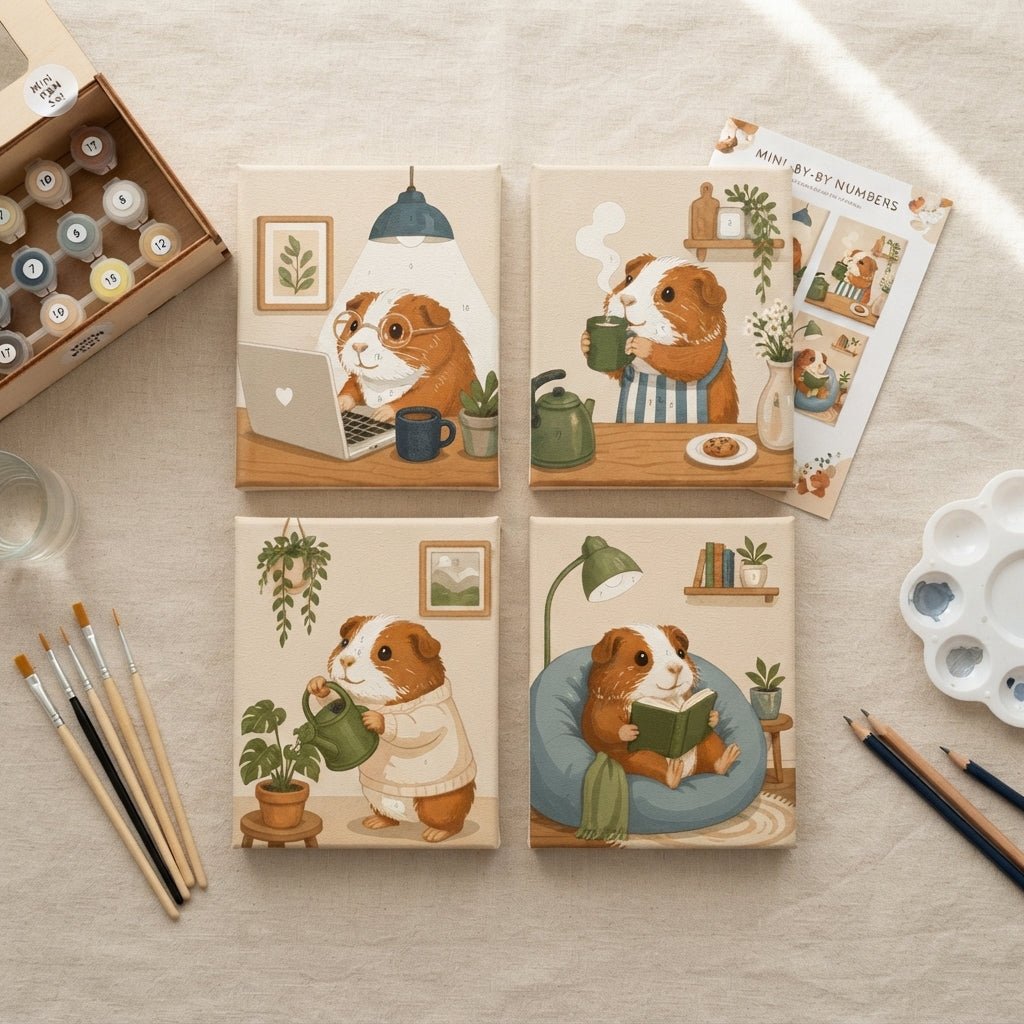 MINI PAINT BY NUMBERS | COZY GUINEA DAYS - Set of 4