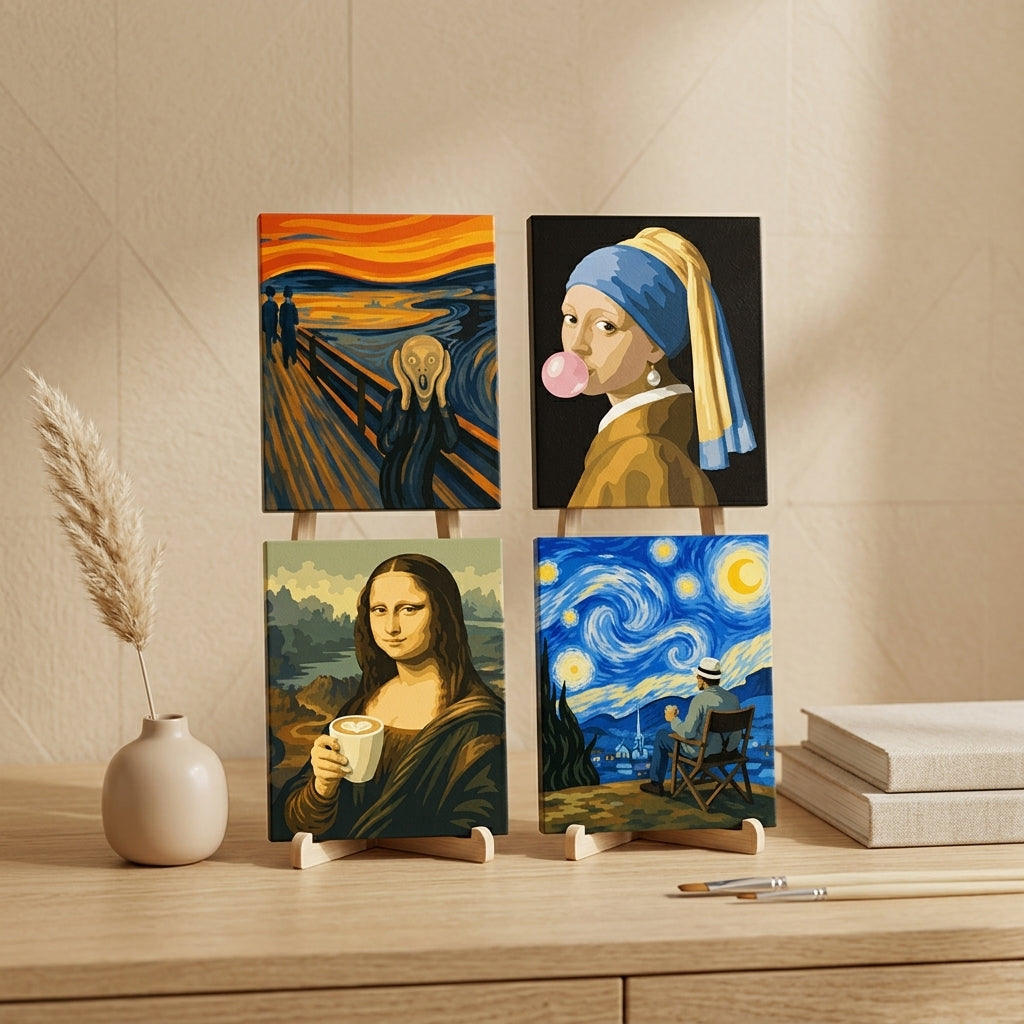 MINI PAINT BY NUMBERS | CLASSICS WITH A TWIST - Set of 4