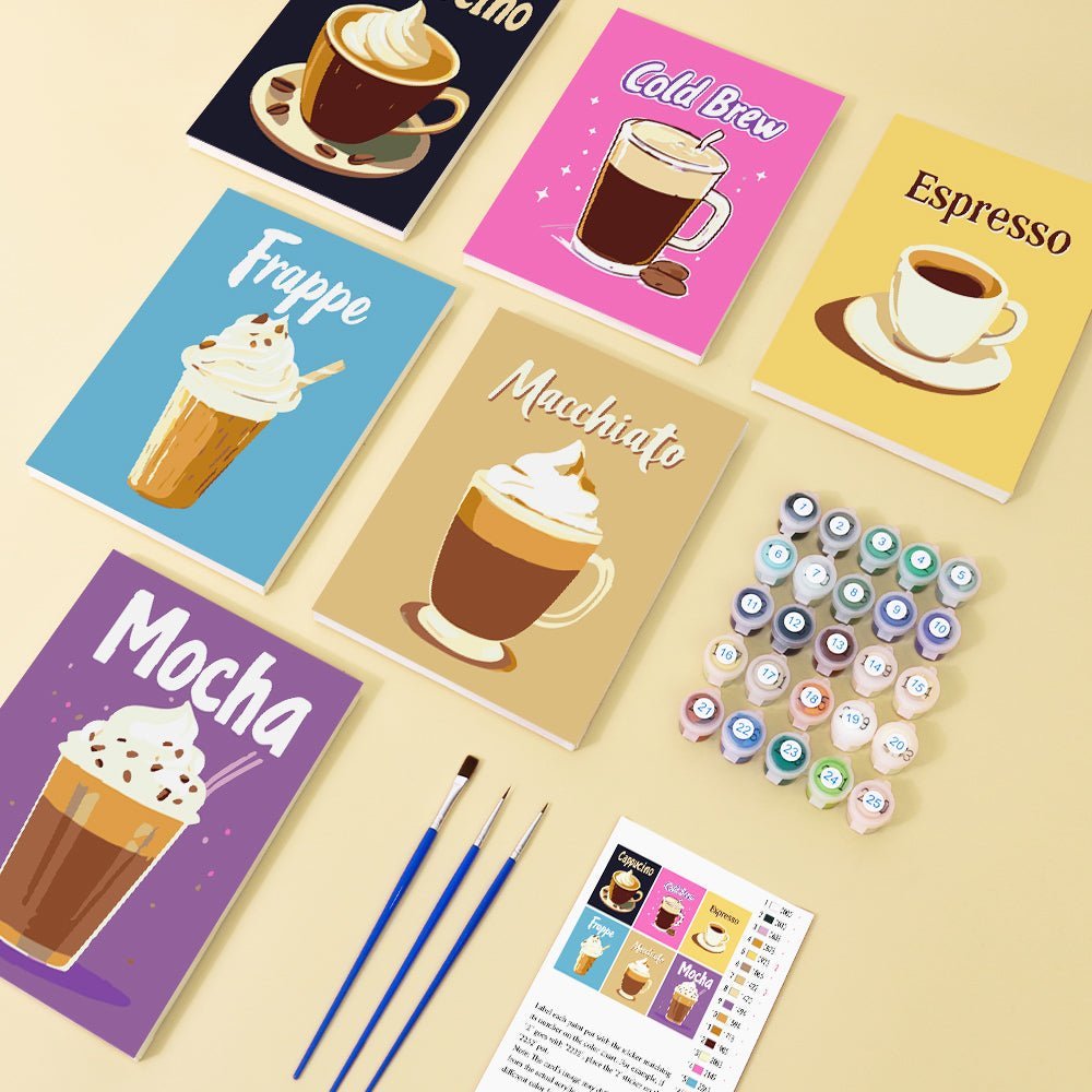 Cocktail Coffee 6 Mini Paintings paint by numbers kit