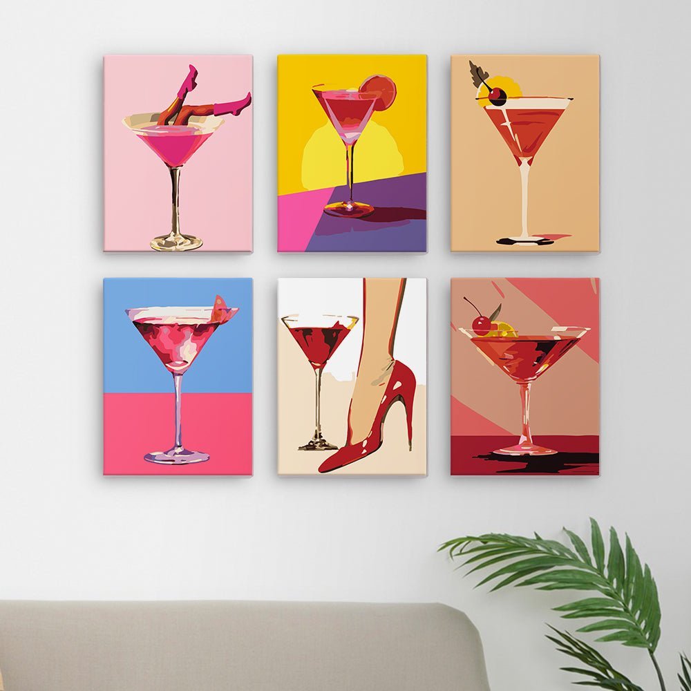 Cocktail Ladies 6 Mini Paintings paint by numbers kit