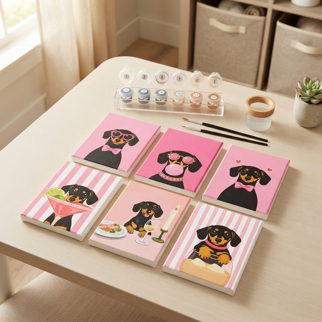 MINI PAINT BY NUMBERS | DASHING DACHSHUNDS - Set of 6