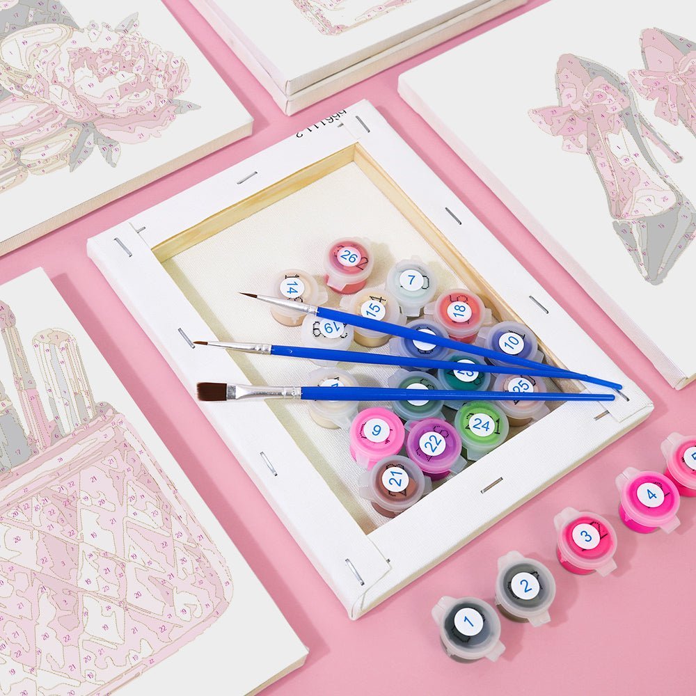 Pink 6 Mini Paintings paint by numbers kit