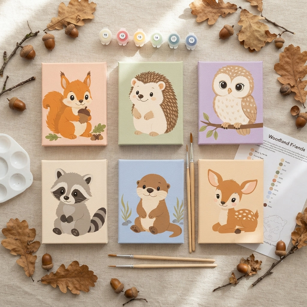 MINI PAINT BY NUMBERS | WOODLAND FRIENDS - Set of 6