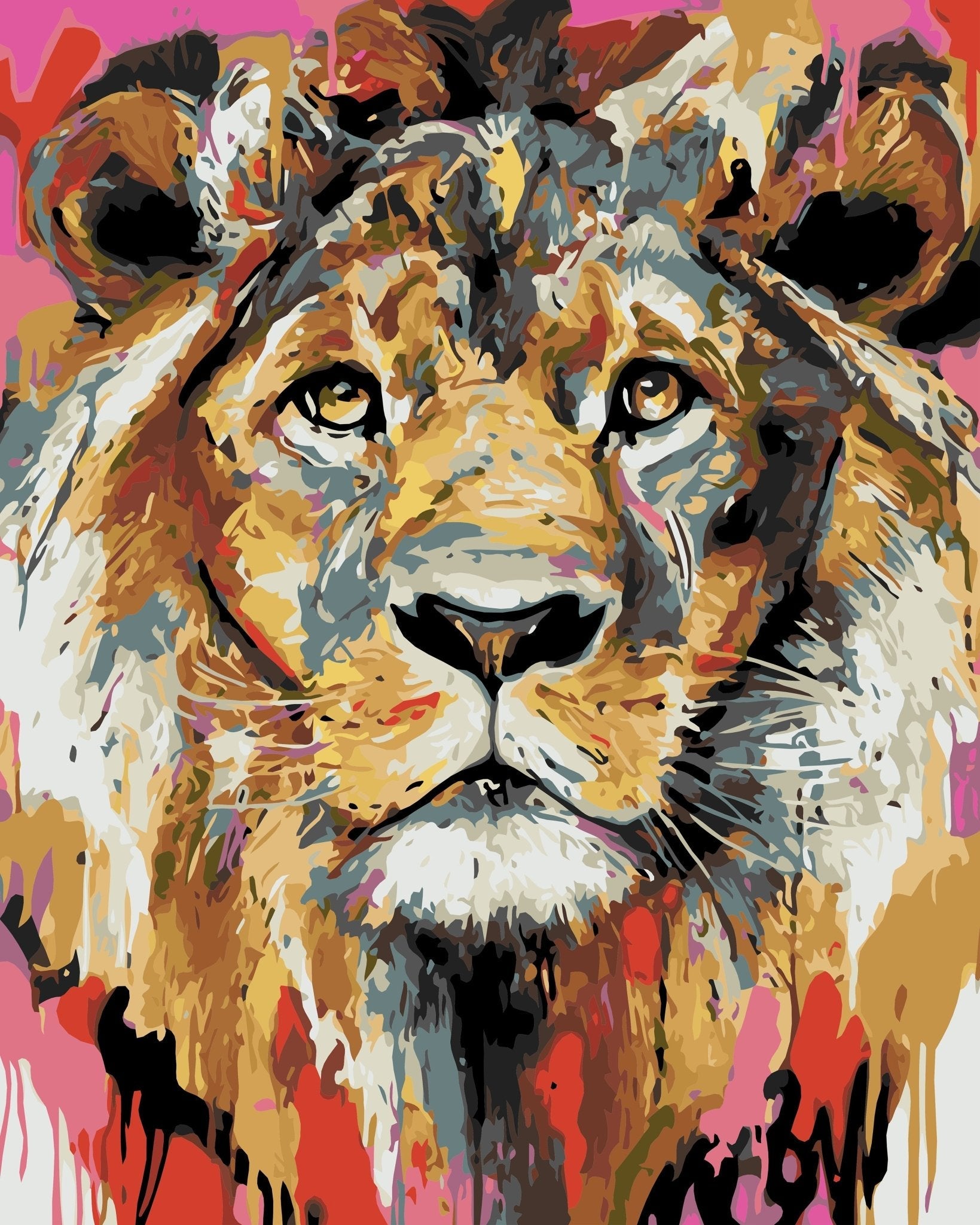 Lion Pink paint by numbers kit