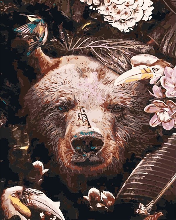 Bear with Birds paint by numbers kit