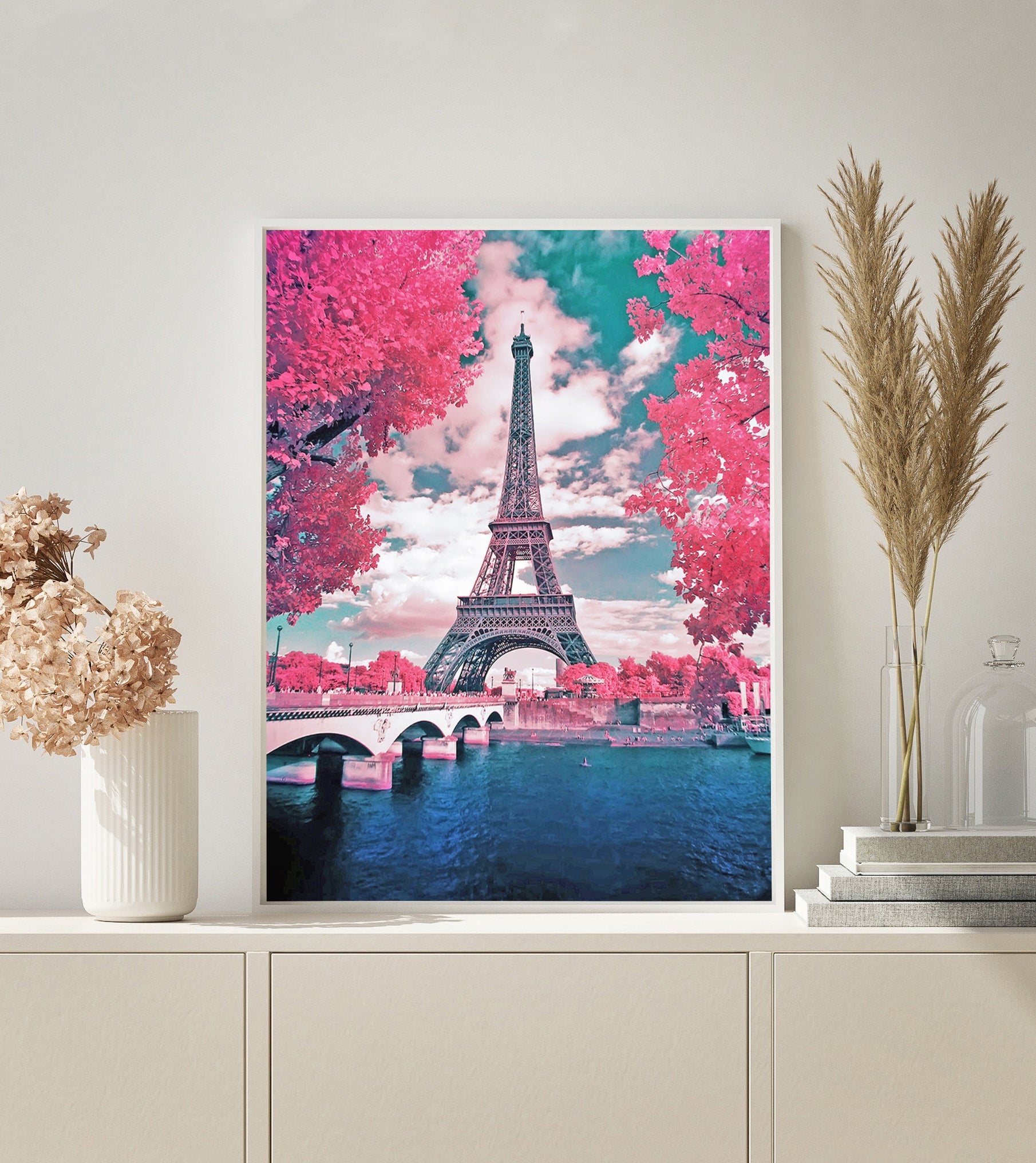 Pink Eiffel Tower paint by numbers kit