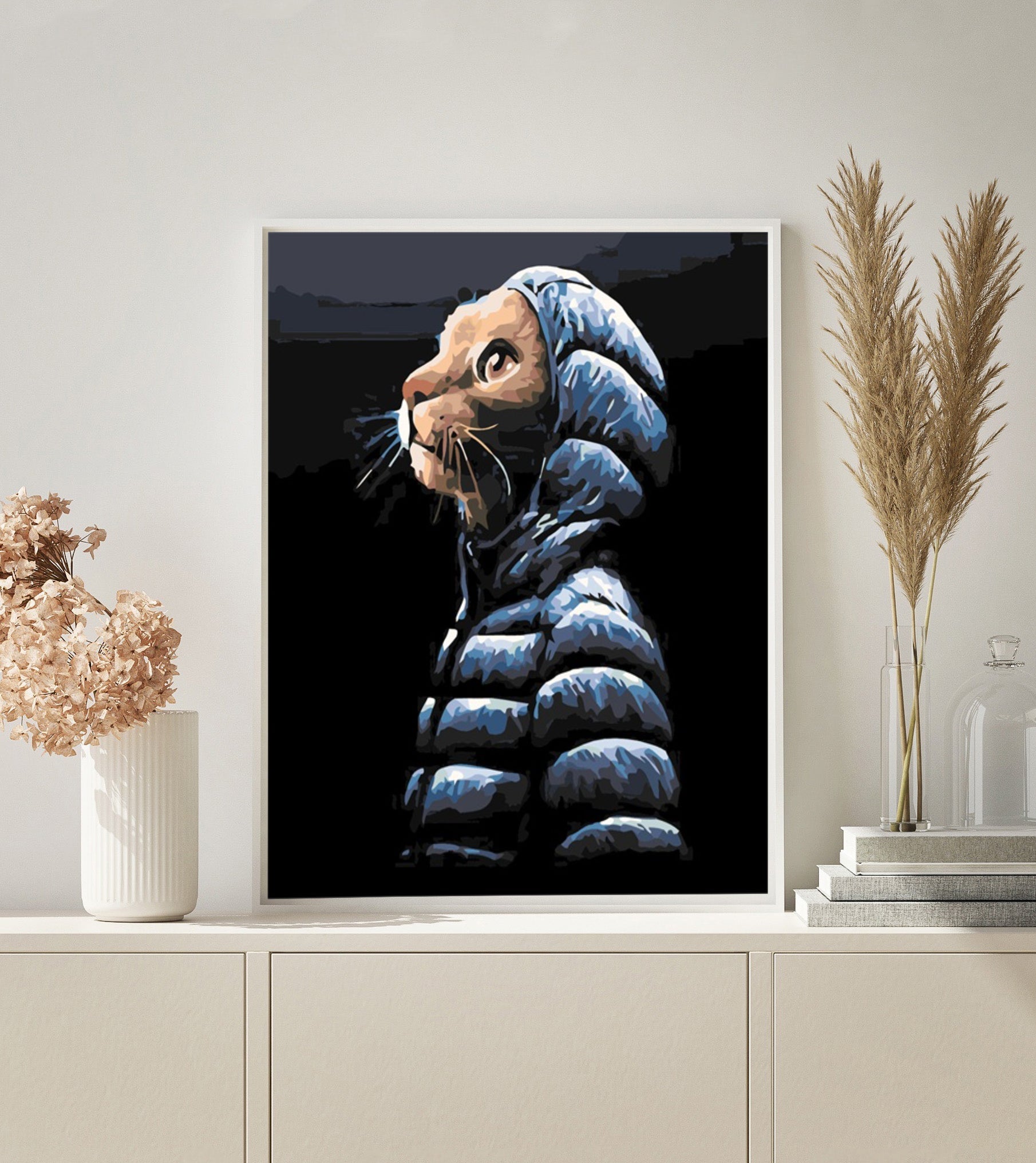 Cat with Winter Jacket paint by numbers kit
