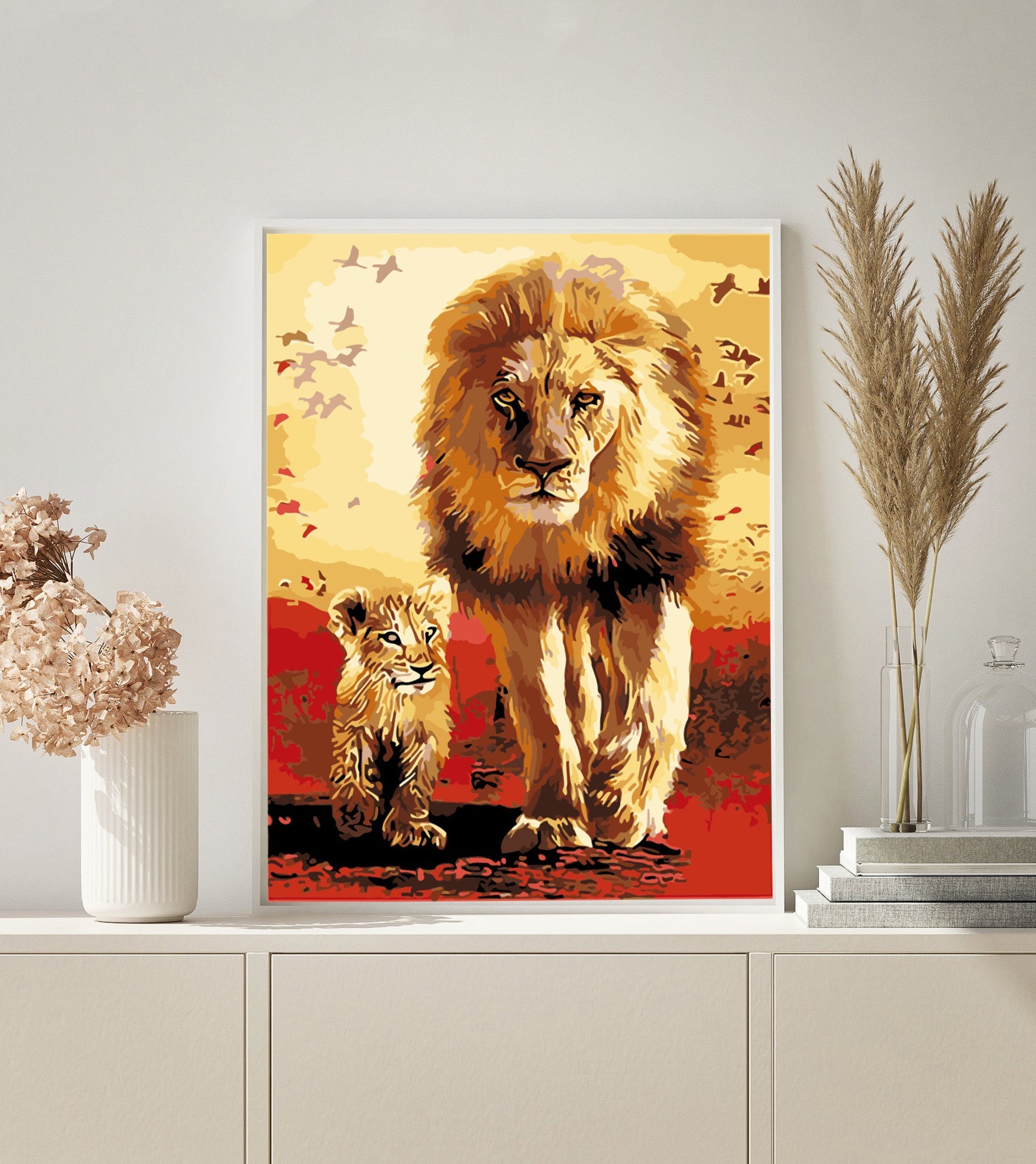 Lion Father Child paint by numbers kit