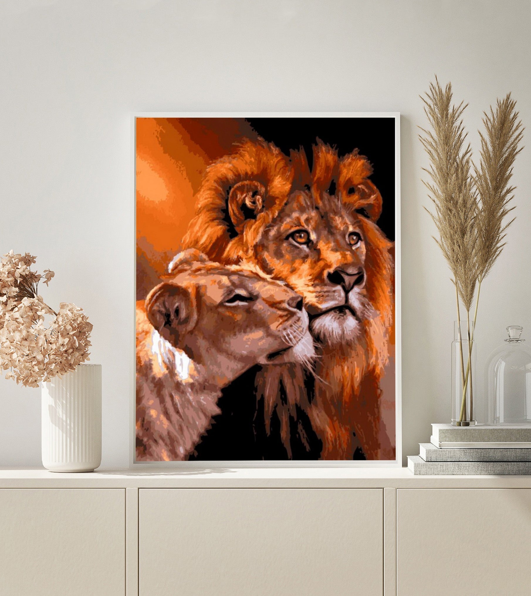 Lion Couple paint by numbers kit