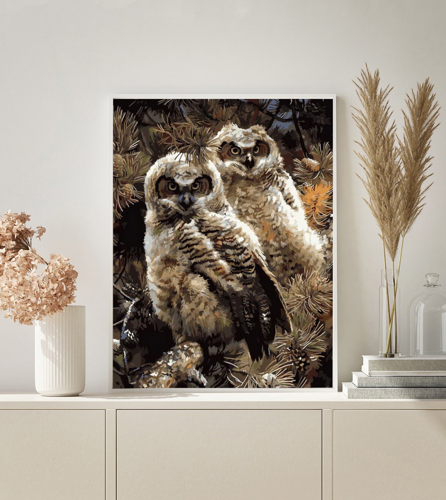 Two Owls paint by numbers kit