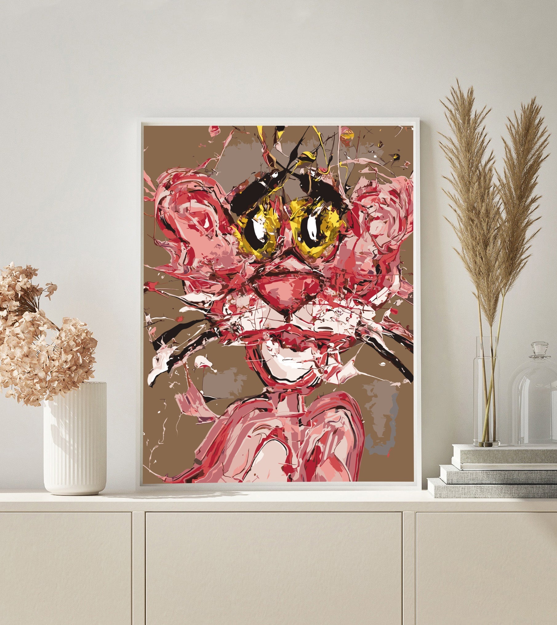 Abstract Pink paint by numbers kit