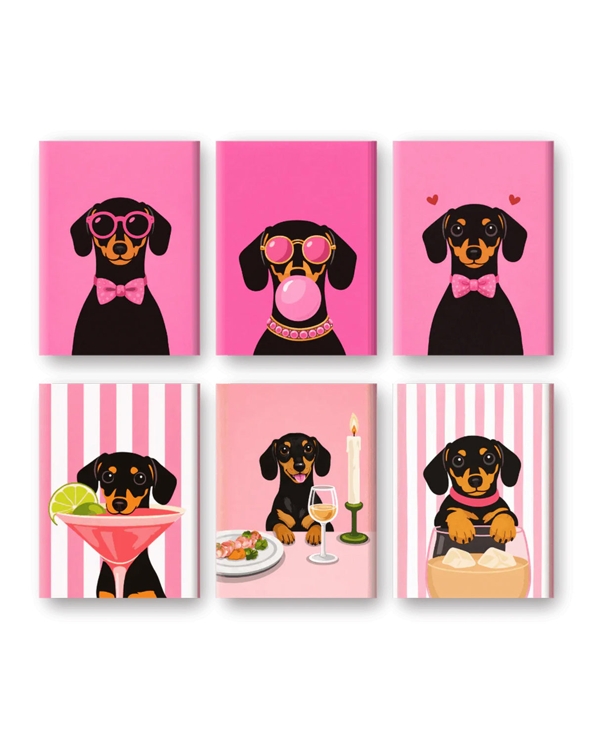 MINI PAINT BY NUMBERS | DASHING DACHSHUNDS - Set of 6