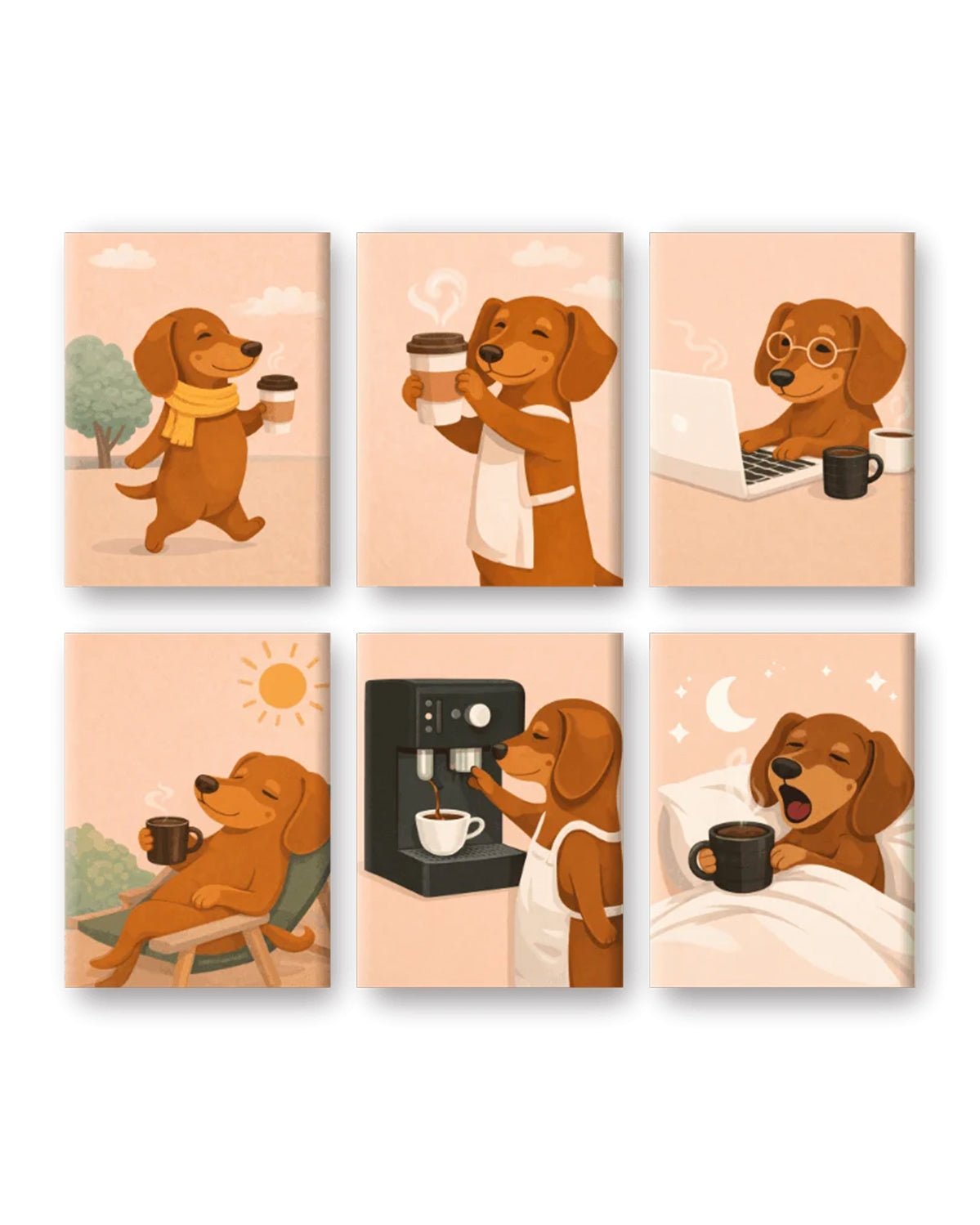 MINI PAINT BY NUMBERS | COFFEE DOG - Set of 6
