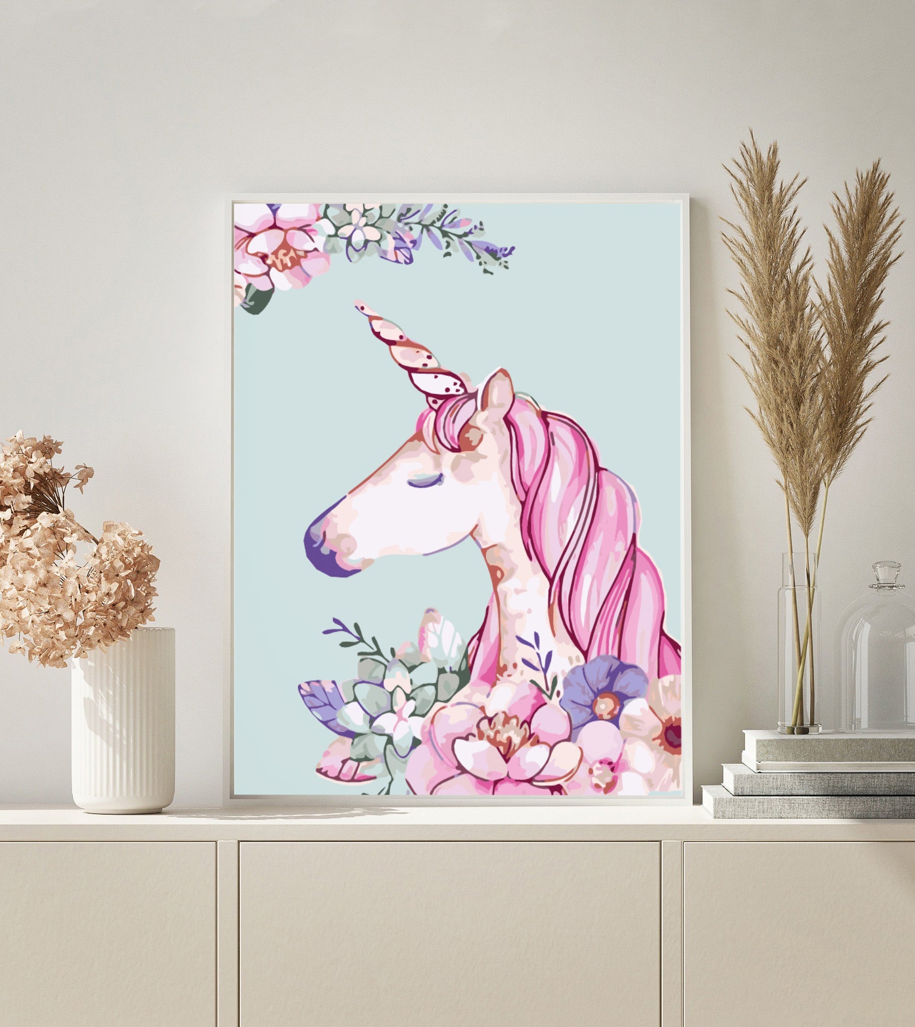 Pink Unicorn paint by numbers kit