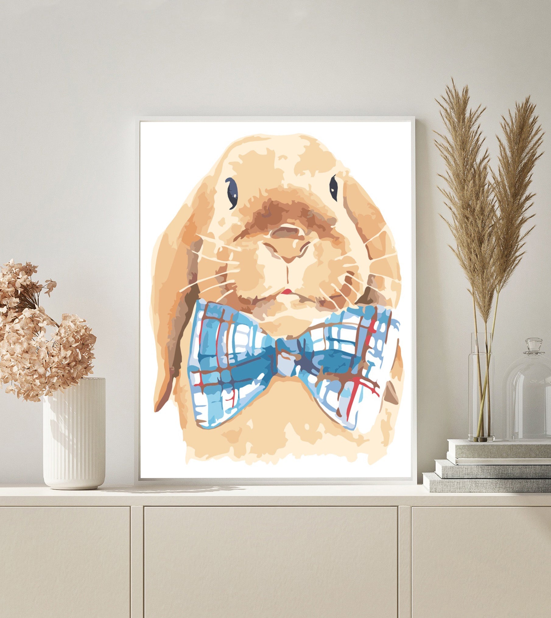 Rabbit with Bow Tie paint by numbers kit