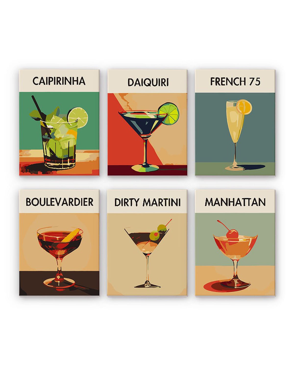 MINI PAINT BY NUMBERS | COCKTAIL ELEGANT - Set of 6