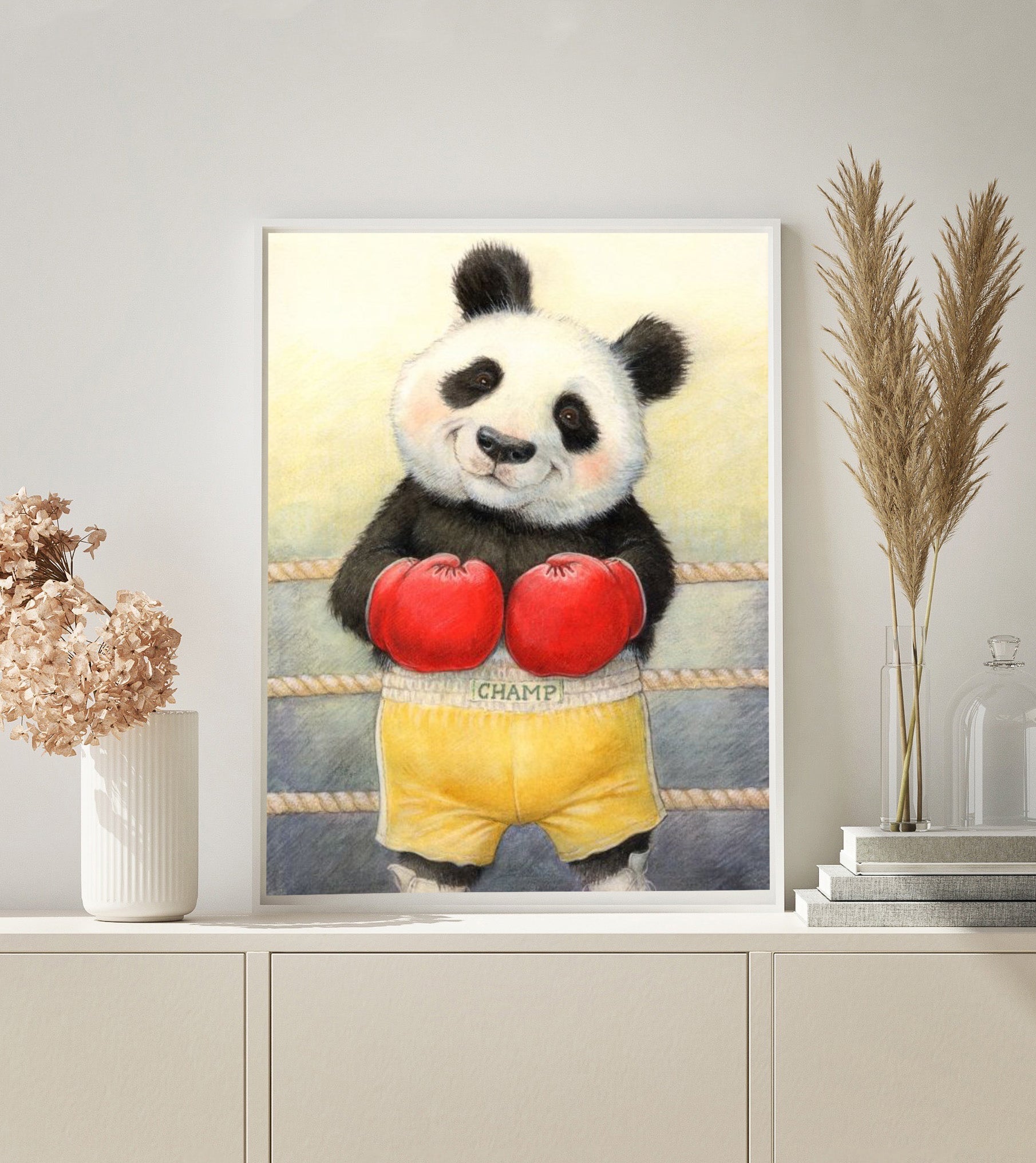 Panda Boxing Champion paint by numbers kit