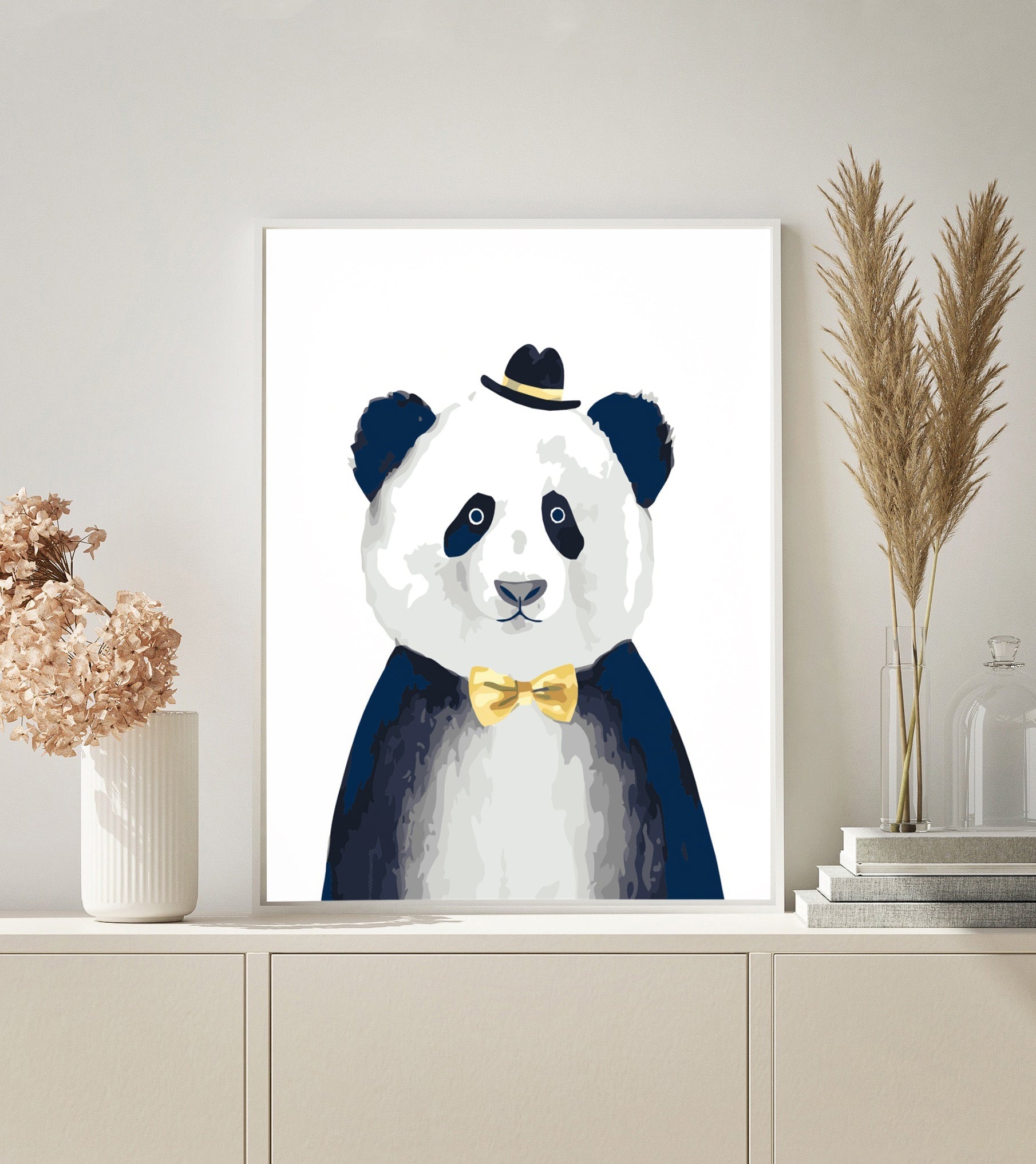 Panda with Bow Tie paint by numbers kit
