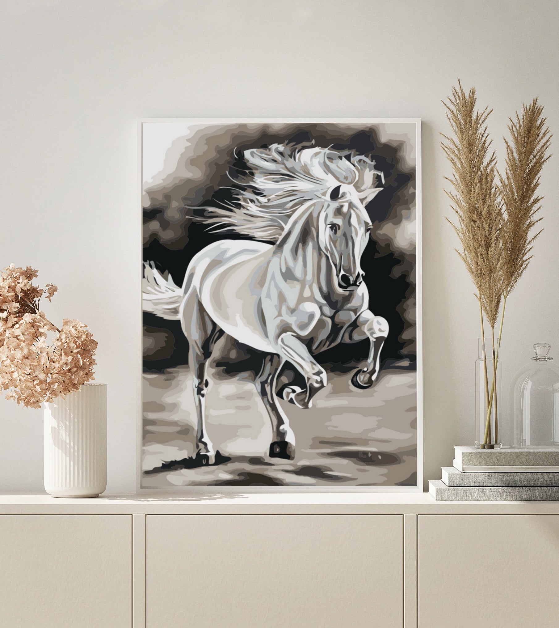 Horse Black and White paint by numbers kit