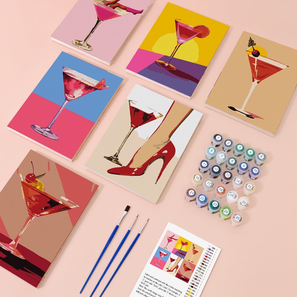 Cocktail Ladies 6 Mini Paintings paint by numbers kit