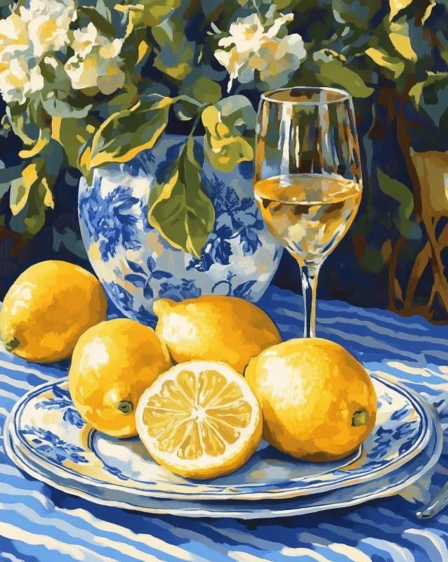 Lemons and Wine paint by numbers kit