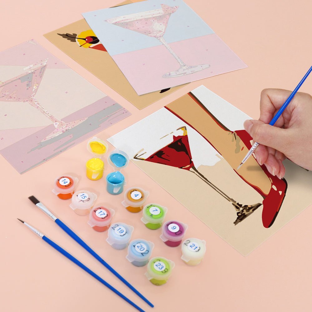 Cocktail Ladies 6 Mini Paintings paint by numbers kit