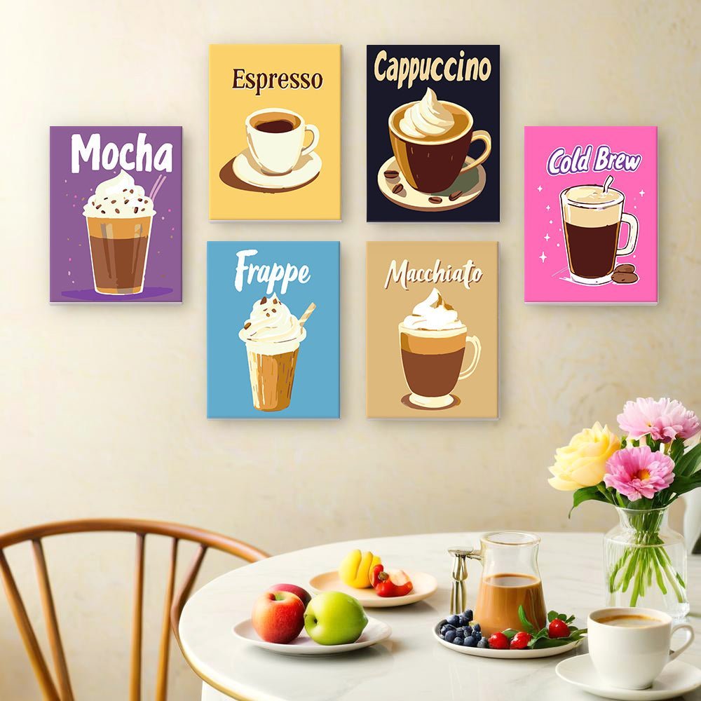 Cocktail Coffee 6 Mini Paintings paint by numbers kit