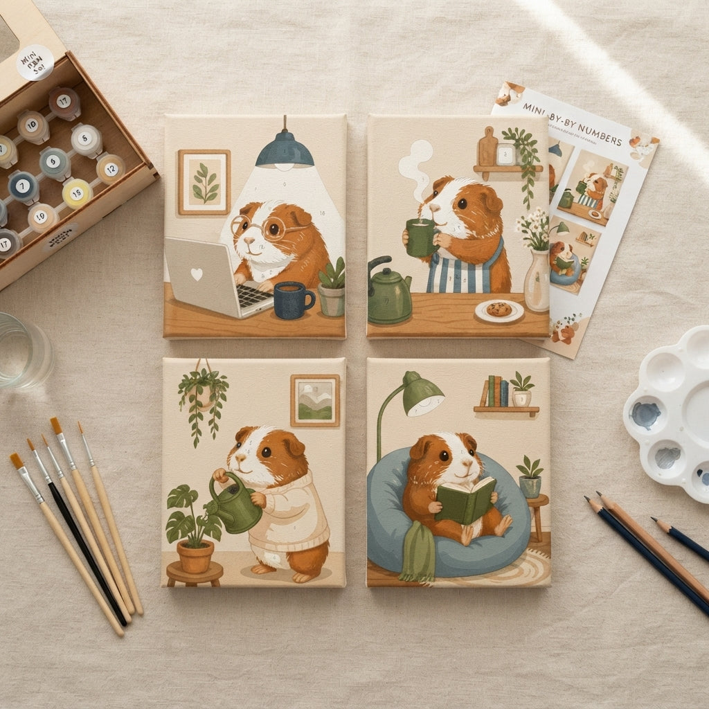 MINI PAINT BY NUMBERS | COZY GUINEA DAYS - Set of 4