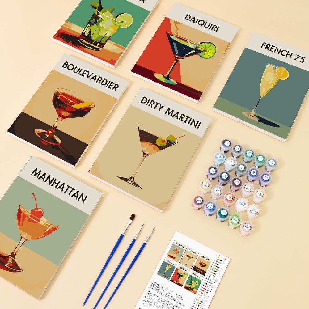 Cocktail Elegant 6 Mini Paintings paint by numbers kit
