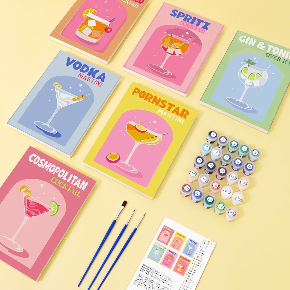 Cocktail Colorful 6 Mini Paintings paint by numbers kit