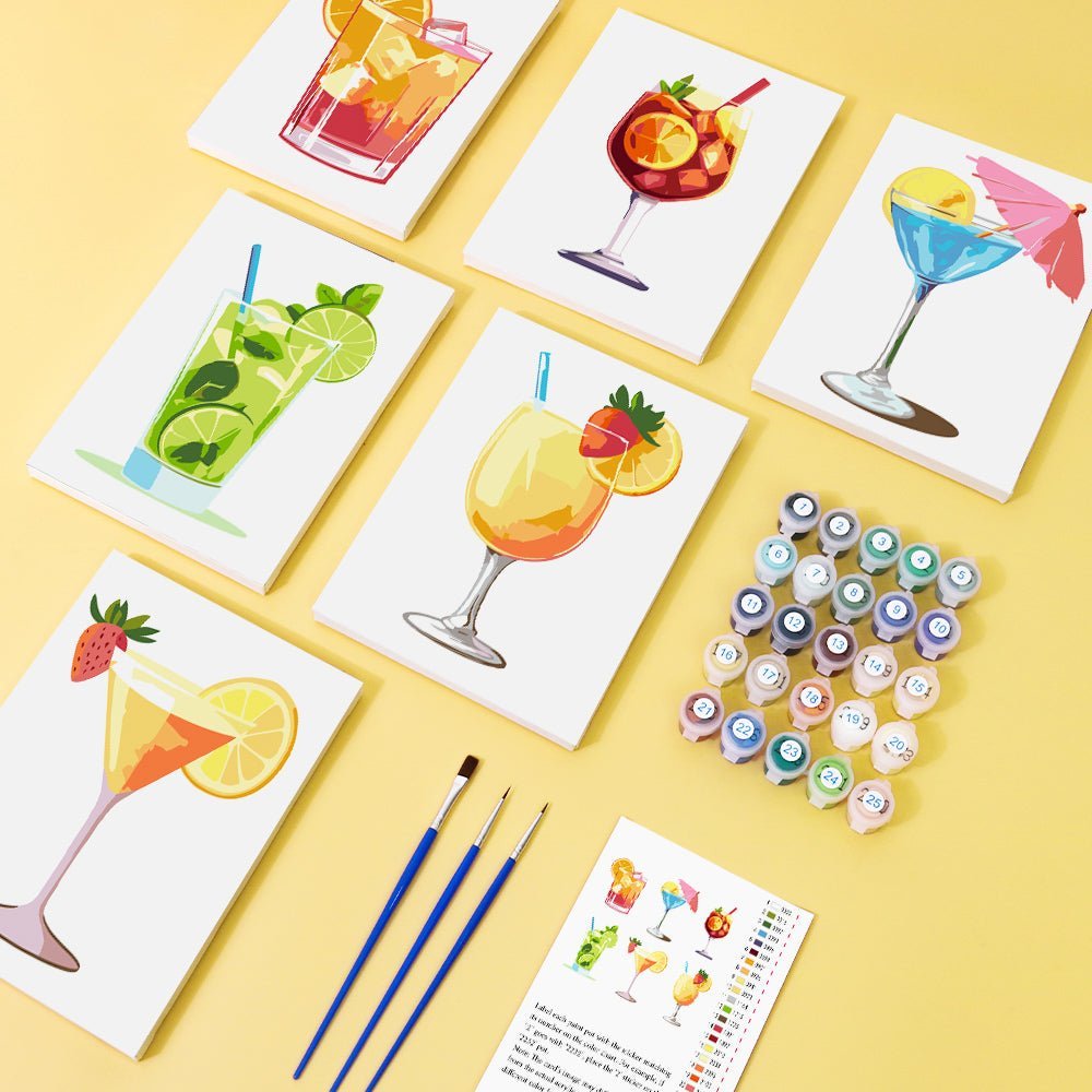 Cocktail Summer 6 Mini Paintings paint by numbers kit