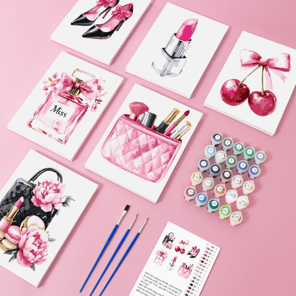 Pink 6 Mini Paintings paint by numbers kit