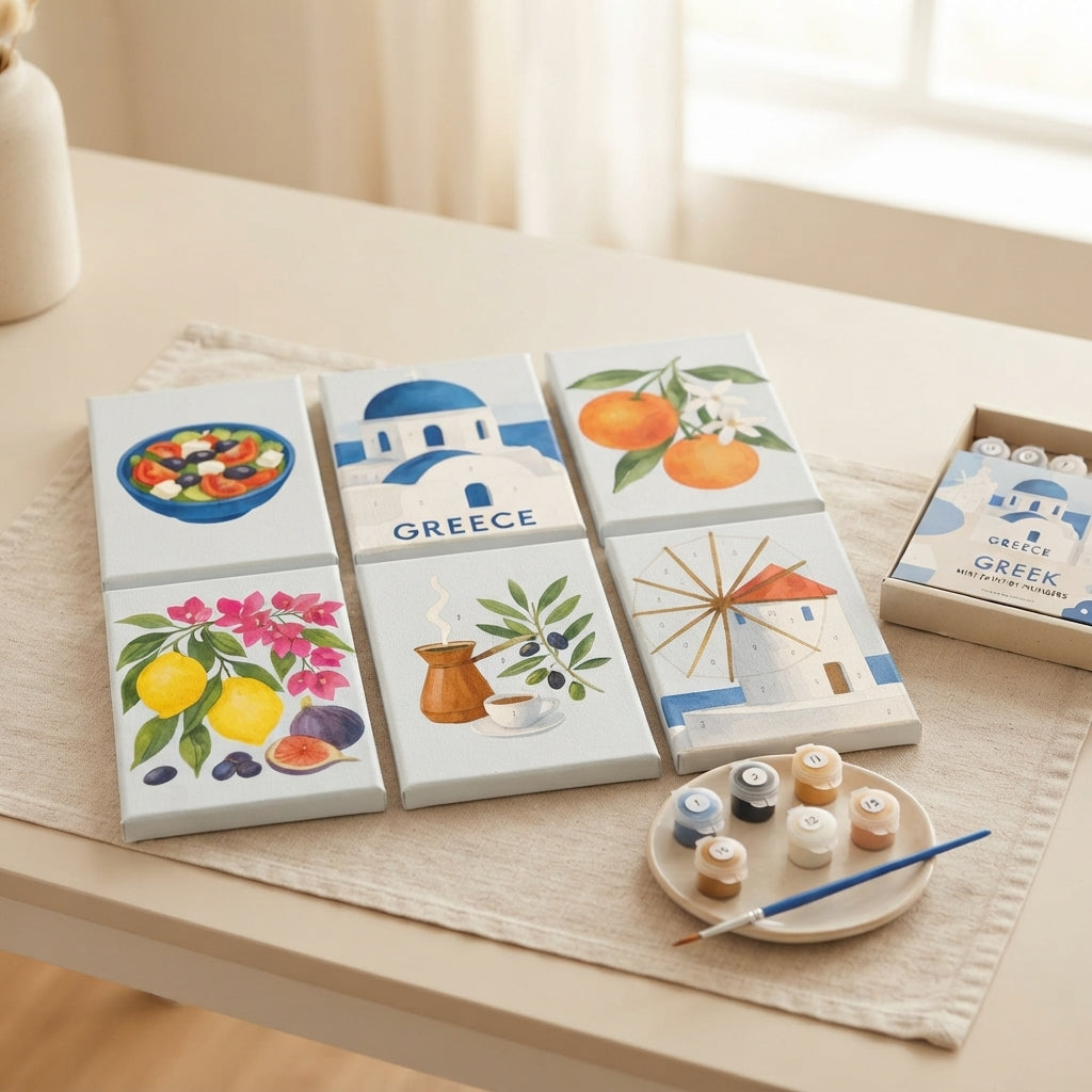 MINI PAINT BY NUMBERS | GREEK SUMMER - Set of 6