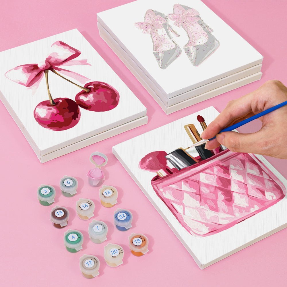 Pink 6 Mini Paintings paint by numbers kit