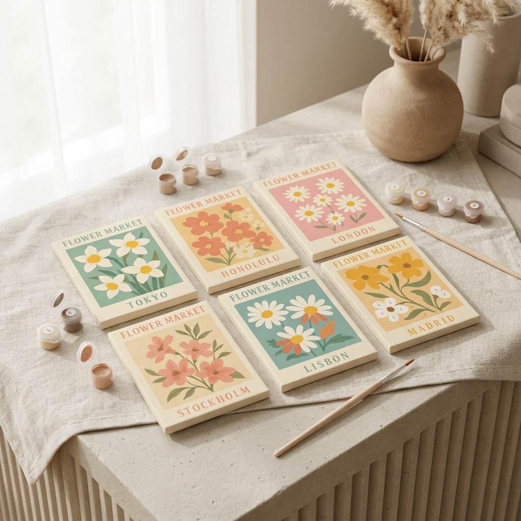 MINI PAINT BY NUMBERS | BLOOM AROUND THE WORLD - Set of 6