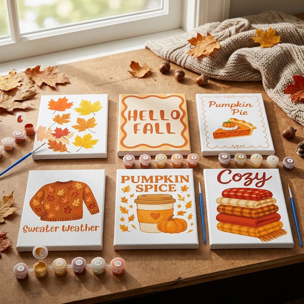 MINI PAINT BY NUMBERS | HELLO FALL - Set of 6