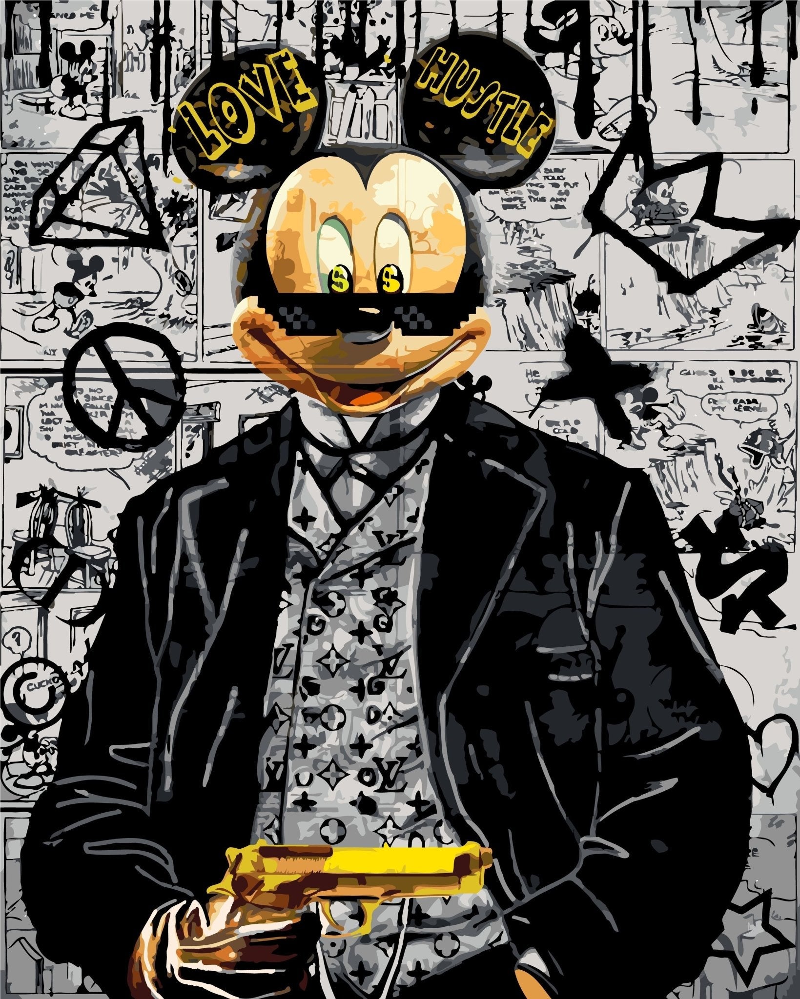 Pop Art Gangster Mouse paint by numbers kit