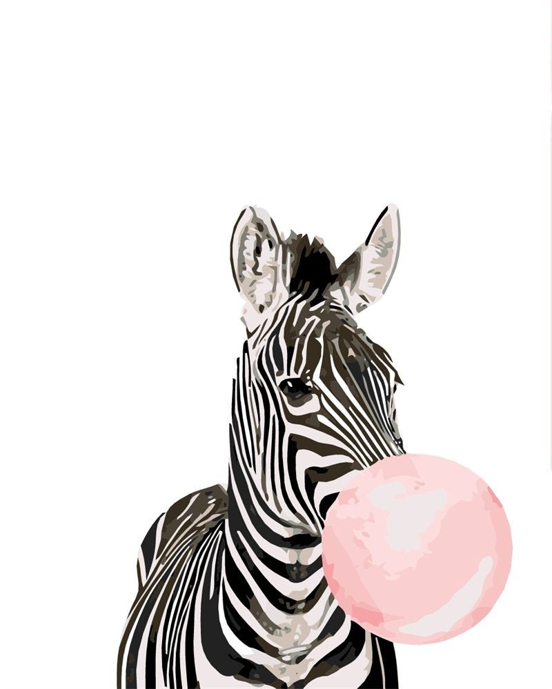 Zebra with Bubblegum paint by numbers kit