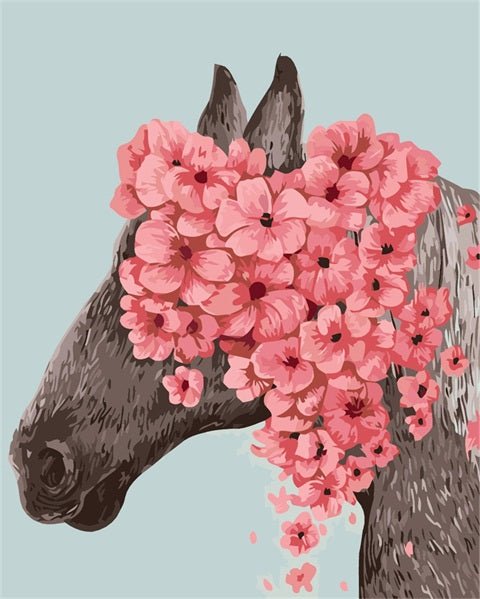 Horse with Flowers paint by numbers kit