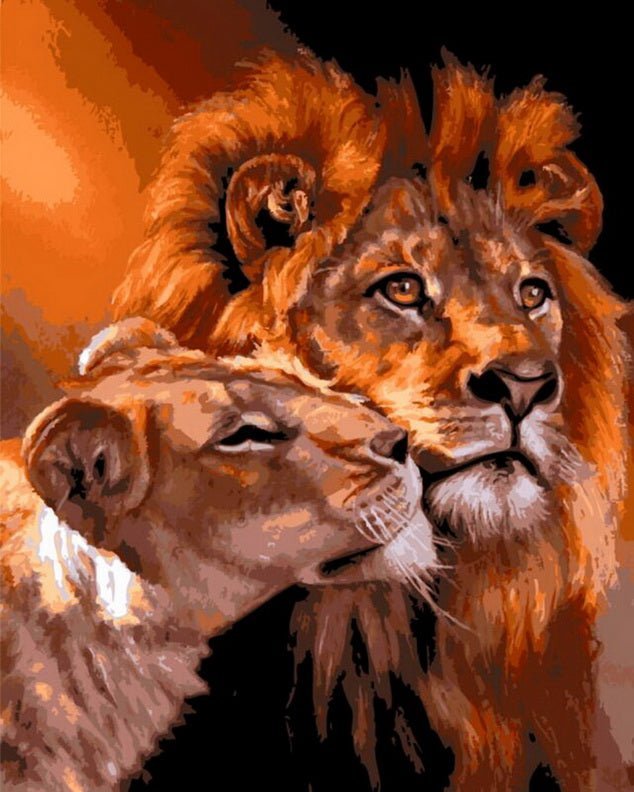 Lion Couple paint by numbers kit