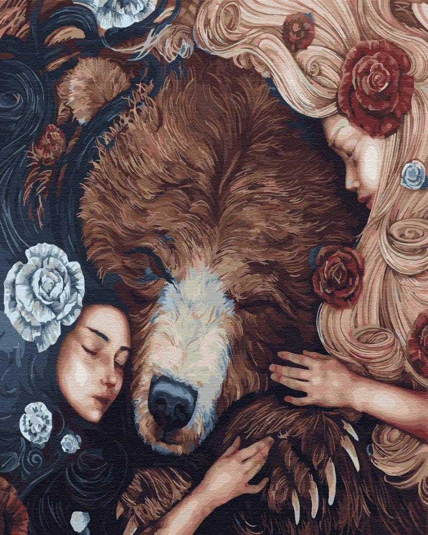 Bear with Women paint by numbers kit