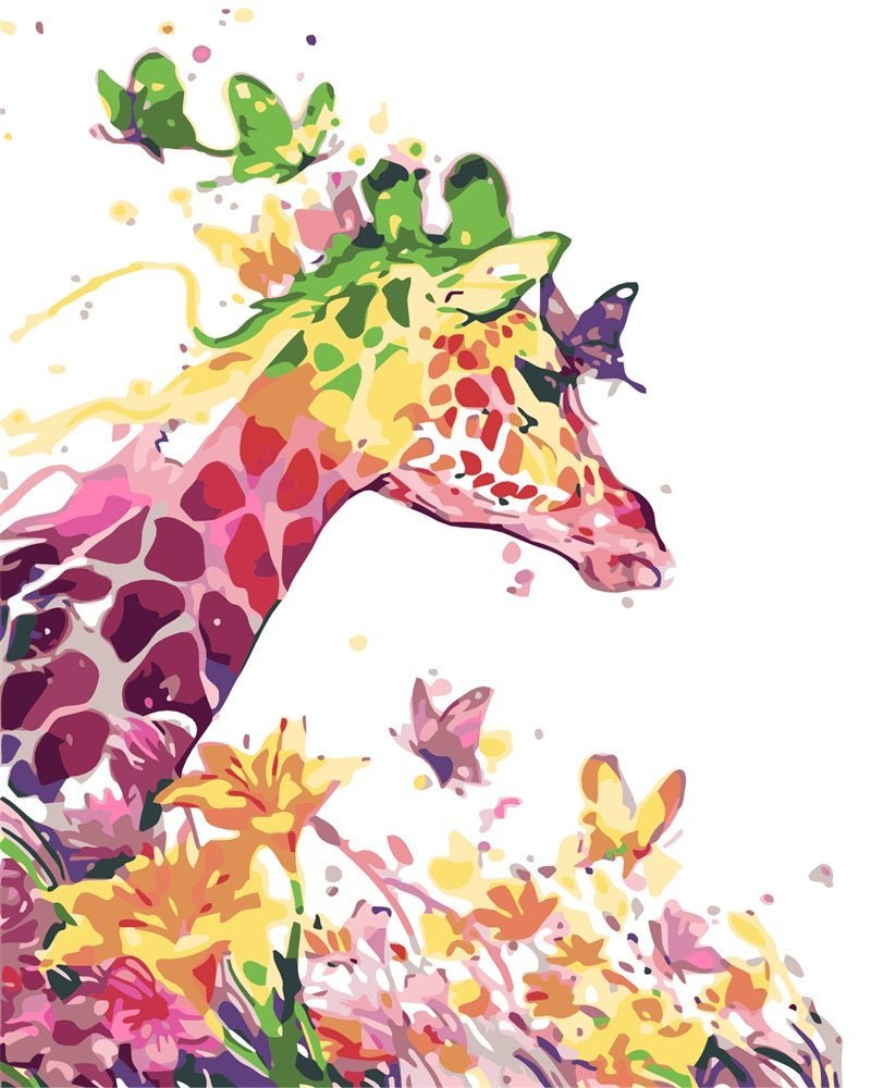 Colorful Giraffe paint by numbers kit