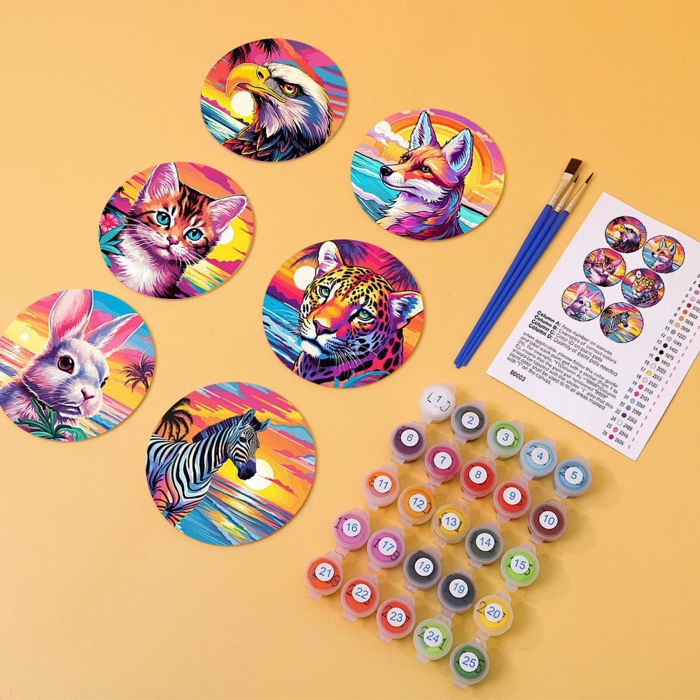 Animal Coasters 6 PCS paint by numbers kit